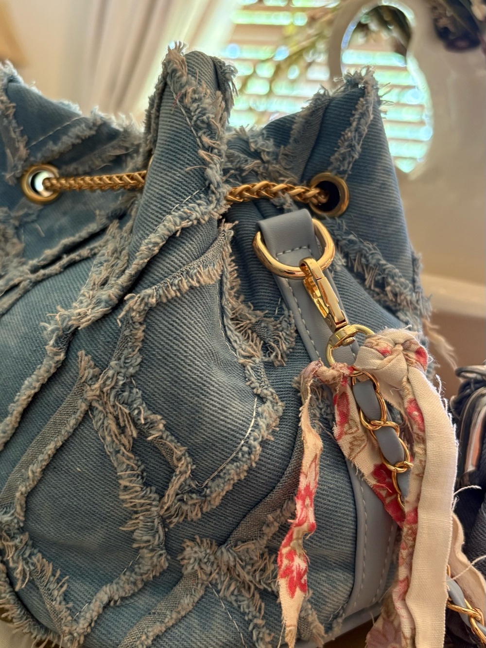 Denim and quilted purse with coordinating coin purse.  Up cycled bag. - Picture 3 of 14